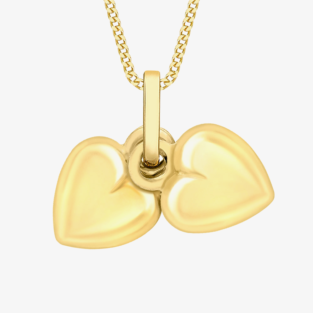 T.H.Baker Women's  9ct Yellow Gold Double Heart Necklace 1.61.0083 , BrandAlley
