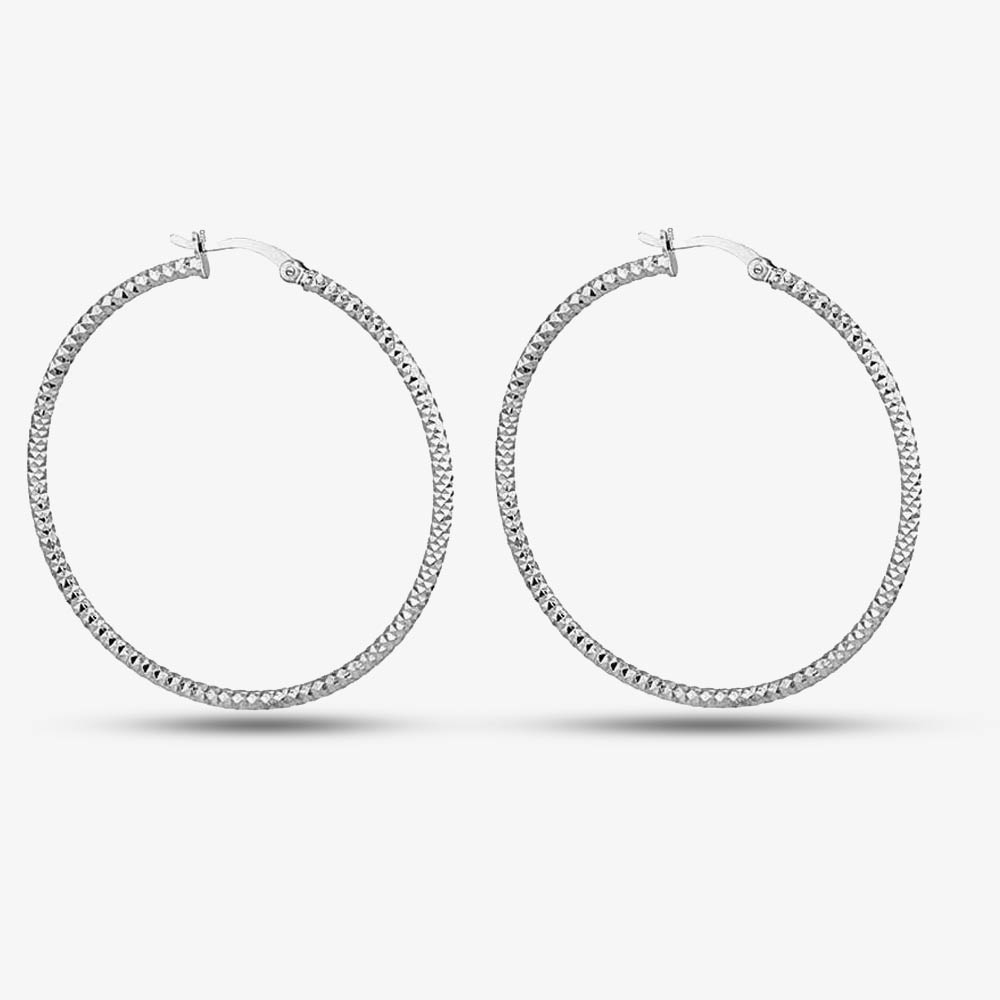 T.H.Baker Women's   Silver Sterling 45Mm Diamond-Cut Hoop Earrings 8.51.2829 , BrandAlley