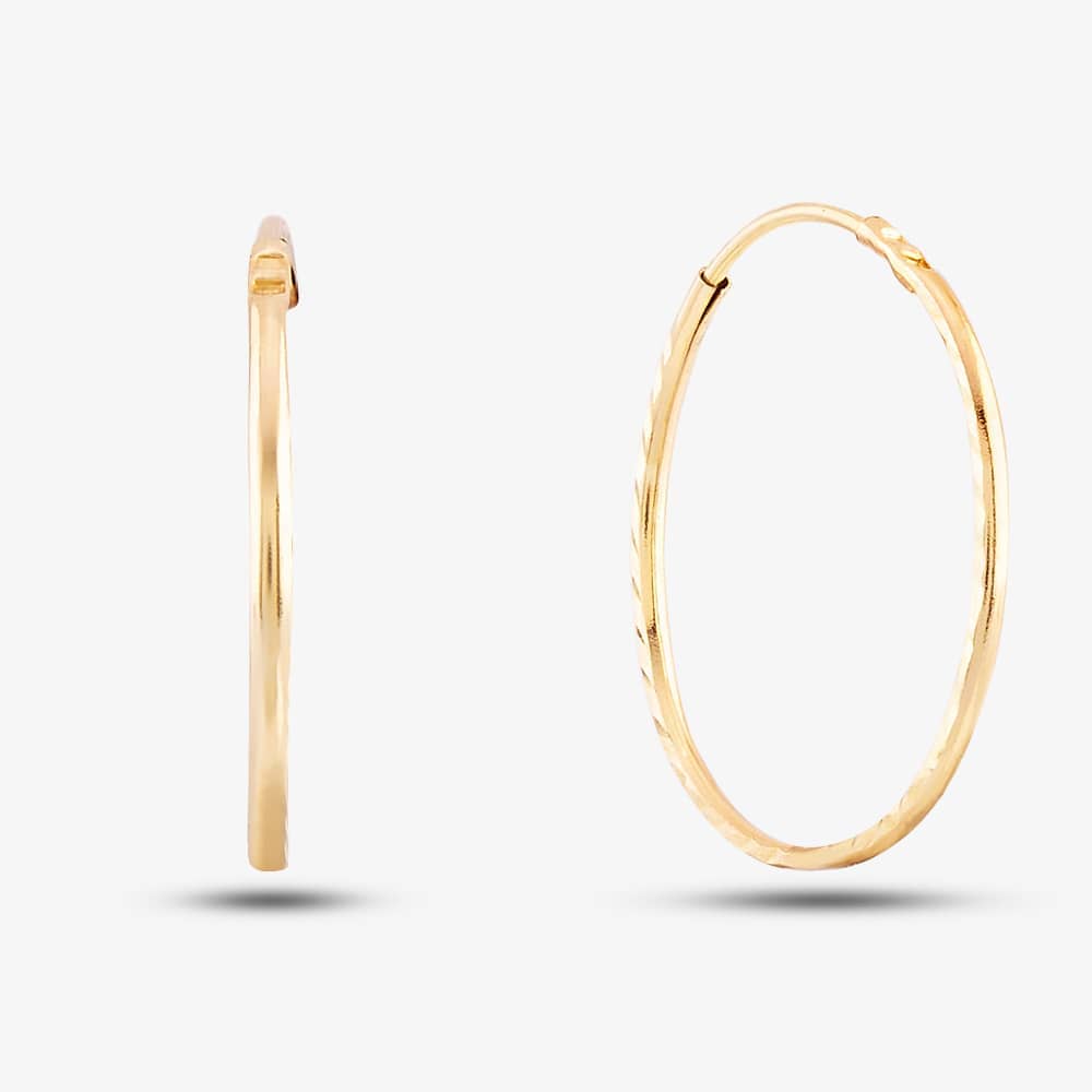T.H.Baker Women's  9ct Yellow Gold Sleeper Hoop Earrings SE929 , BrandAlley