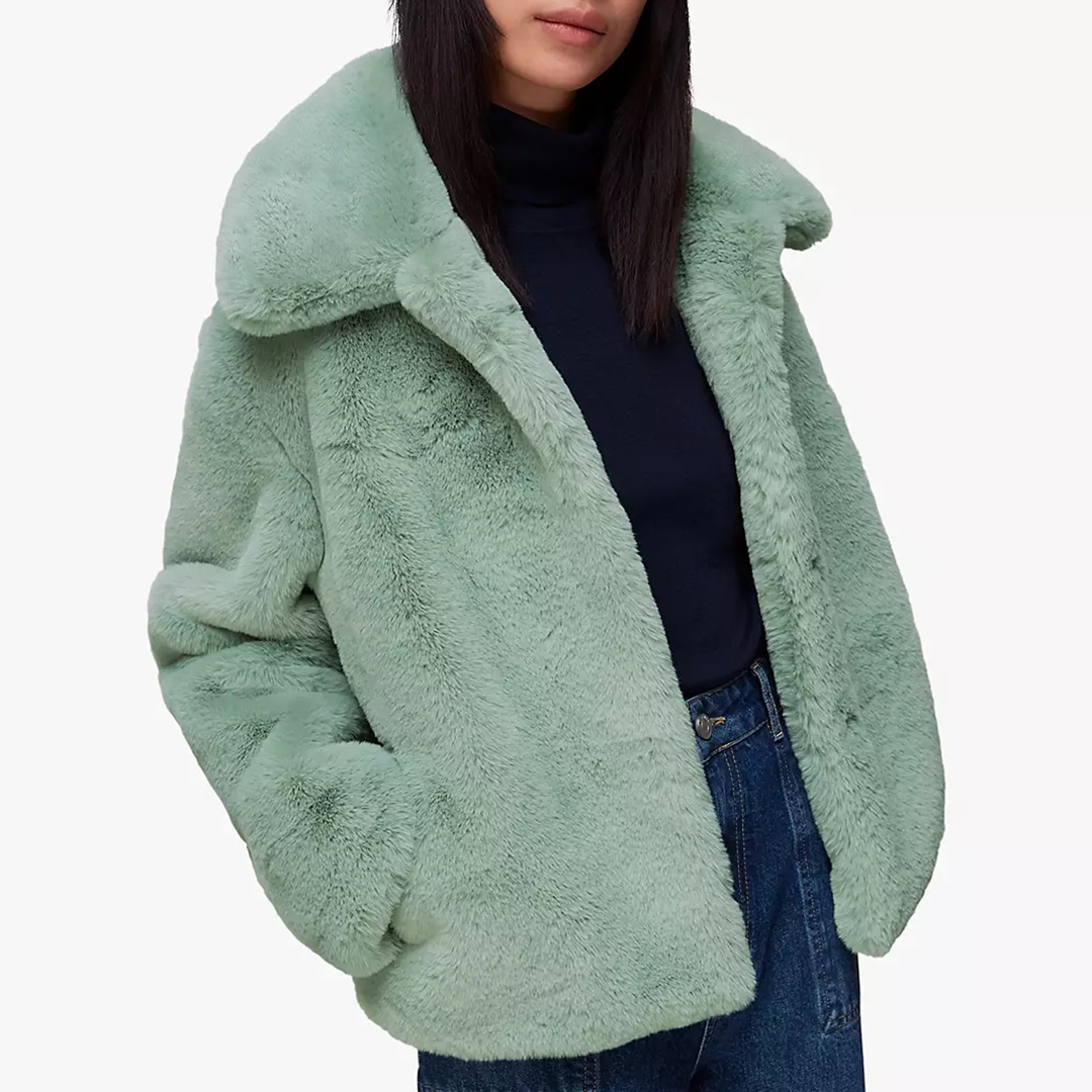 Blue Drew Faux Fur Coat - WHISTLES - Modalova