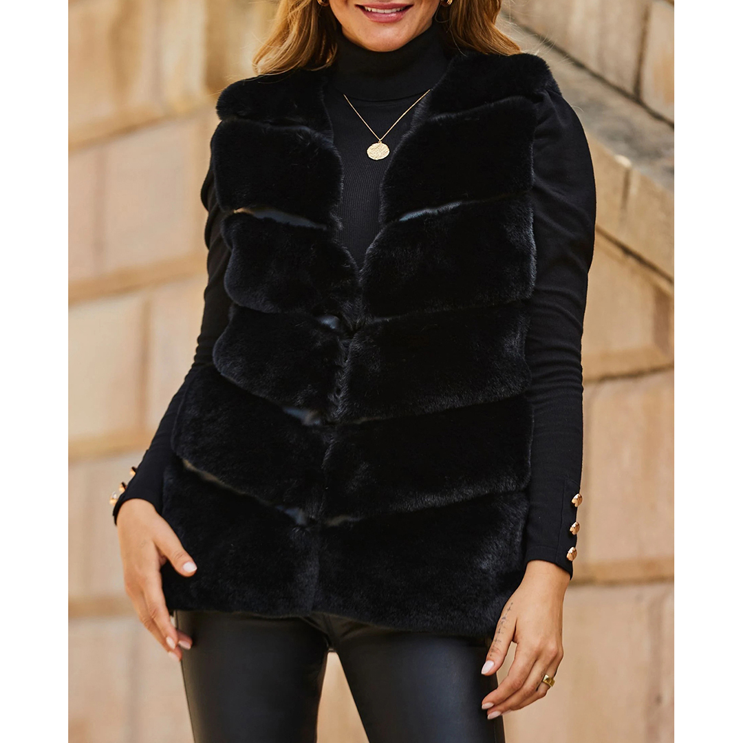 Black Luxe Faux Fur Gilet