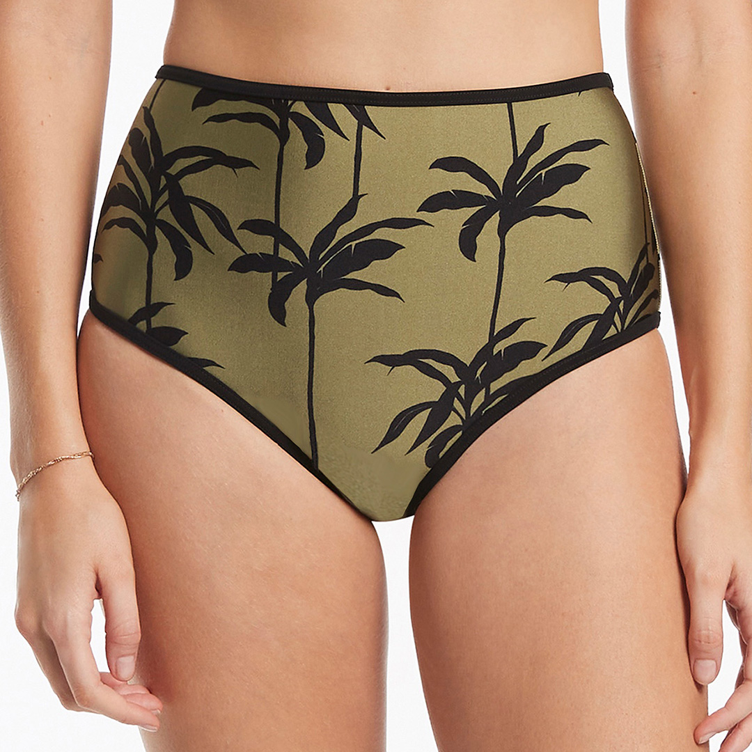 Olive Palme High Waist Bikini Bottom