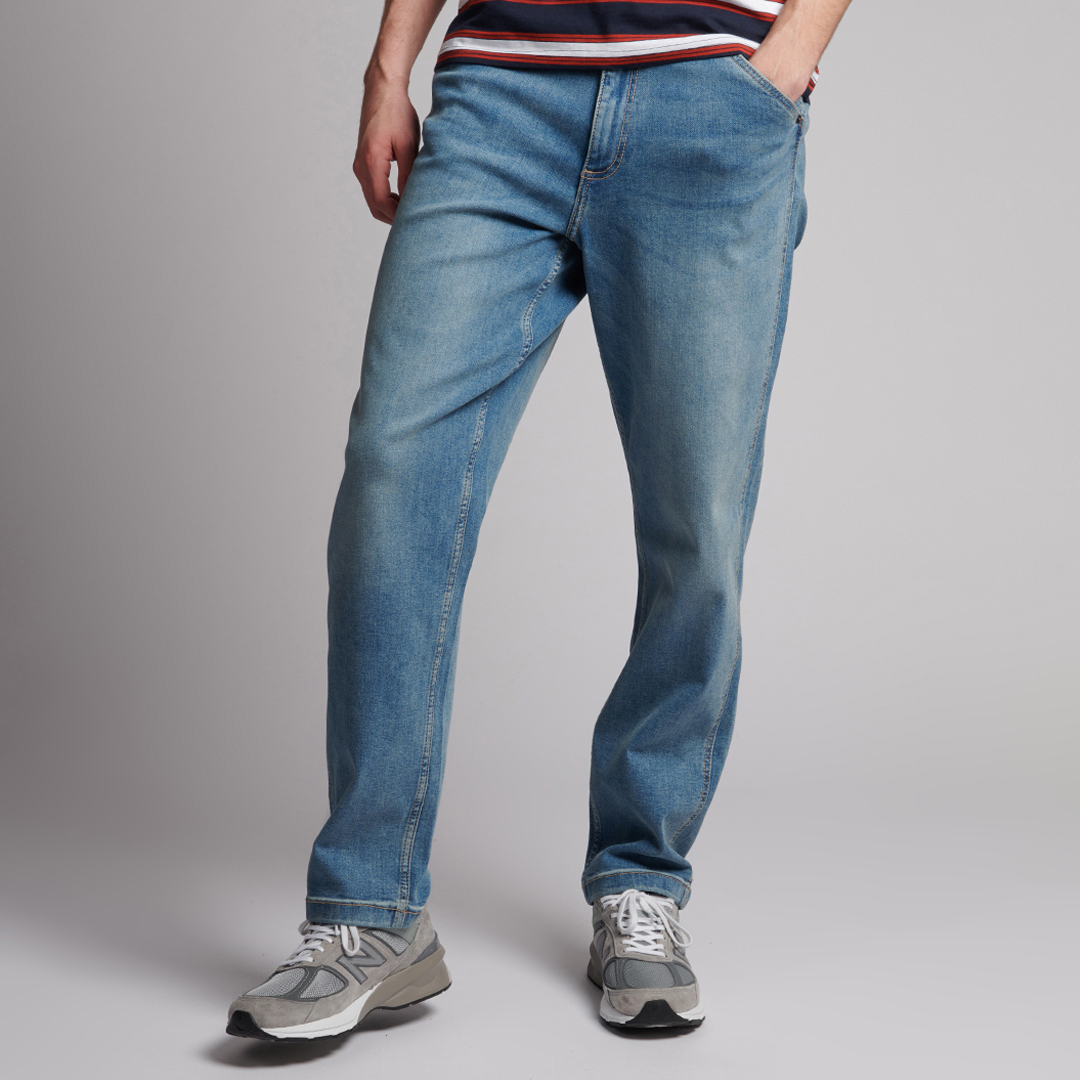 Blue Denim Loose Stretch Jeans
