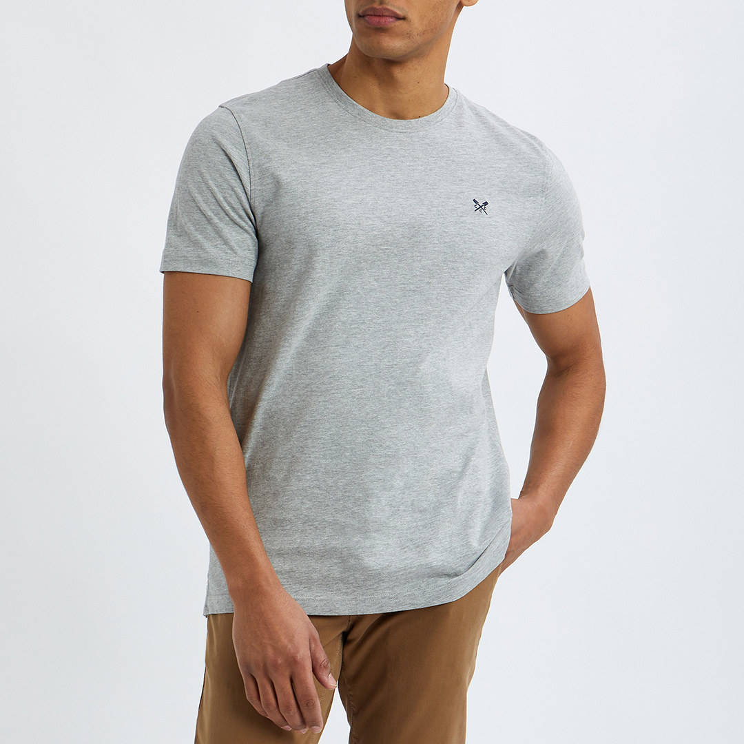 Grey Cotton Round Neck T-shirt