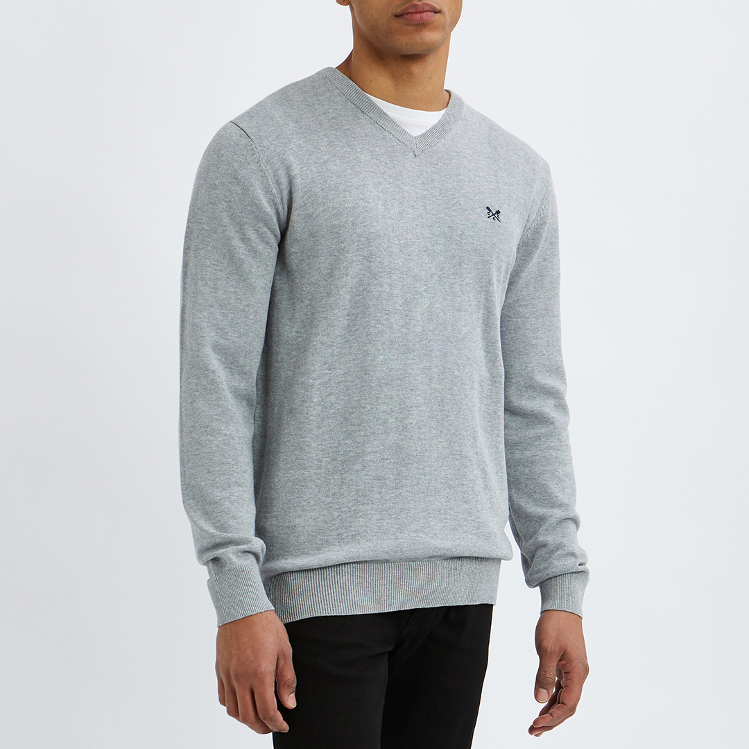 Grey V Neck Cotton Jumper Grey V Neck Cotton Jumper