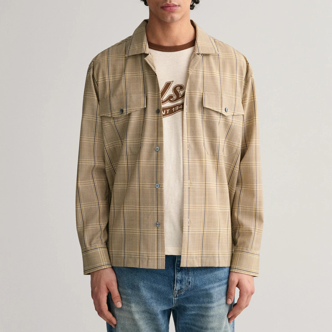 Cream Check Wool Shirt