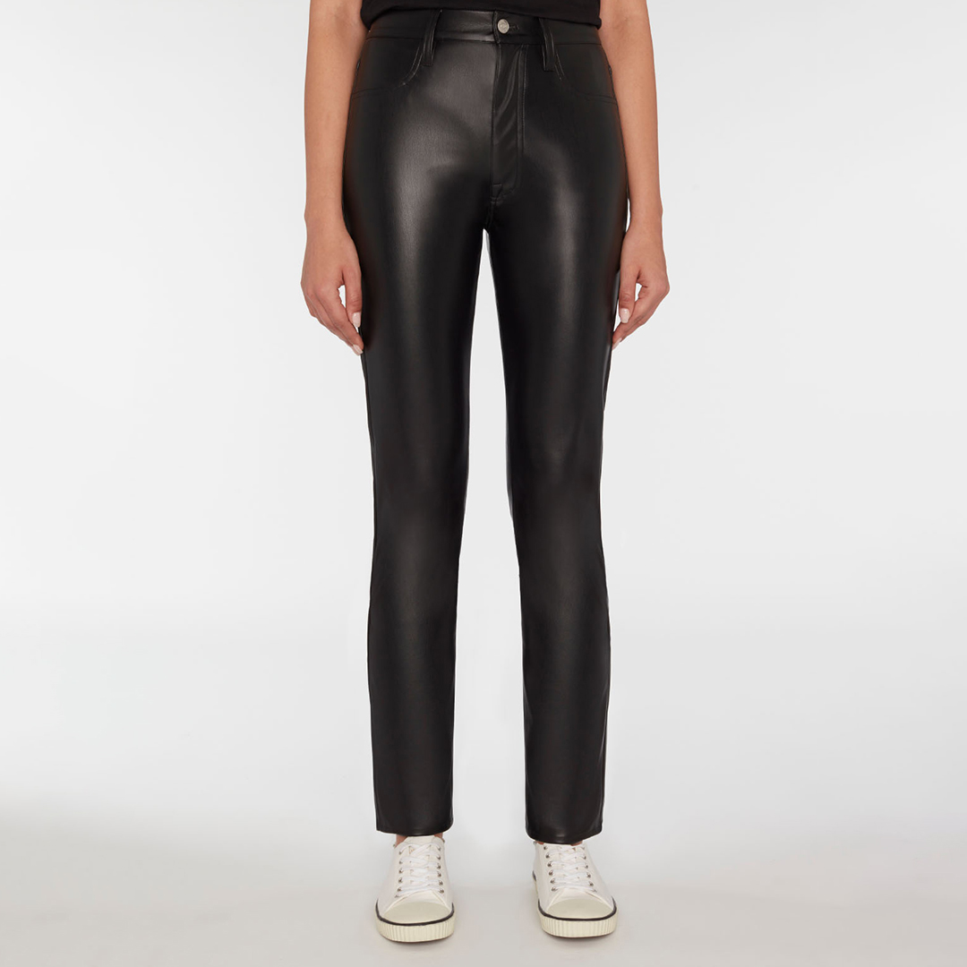 Black Slim Vegan Leather Trousers
