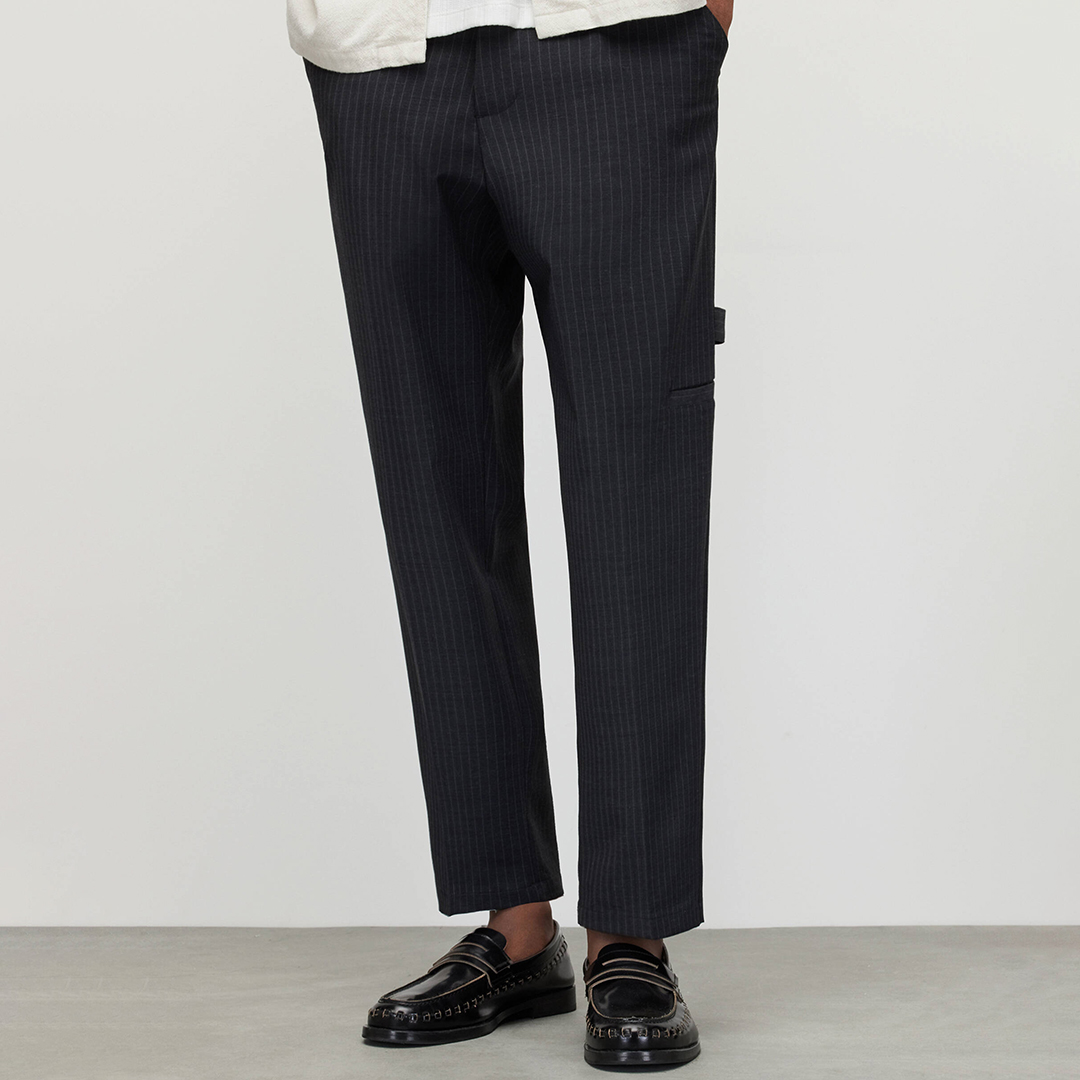 Charcoal Cairo Stripe Wool Blend Trousers - All Saints - Modalova