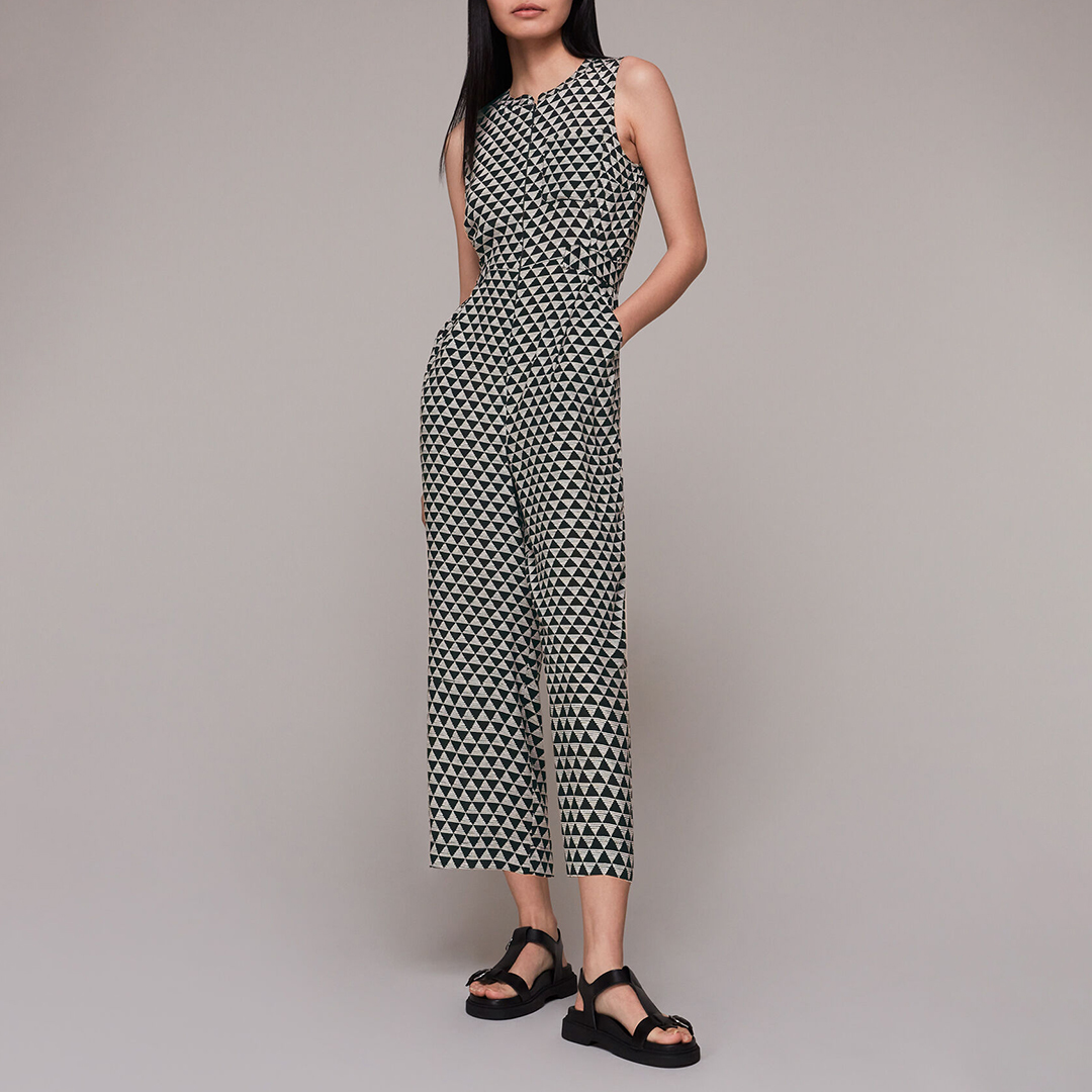 WHISTLES Women's    Black Triangle Checkerboard Jumpsuit in Size 16, BrandAlley