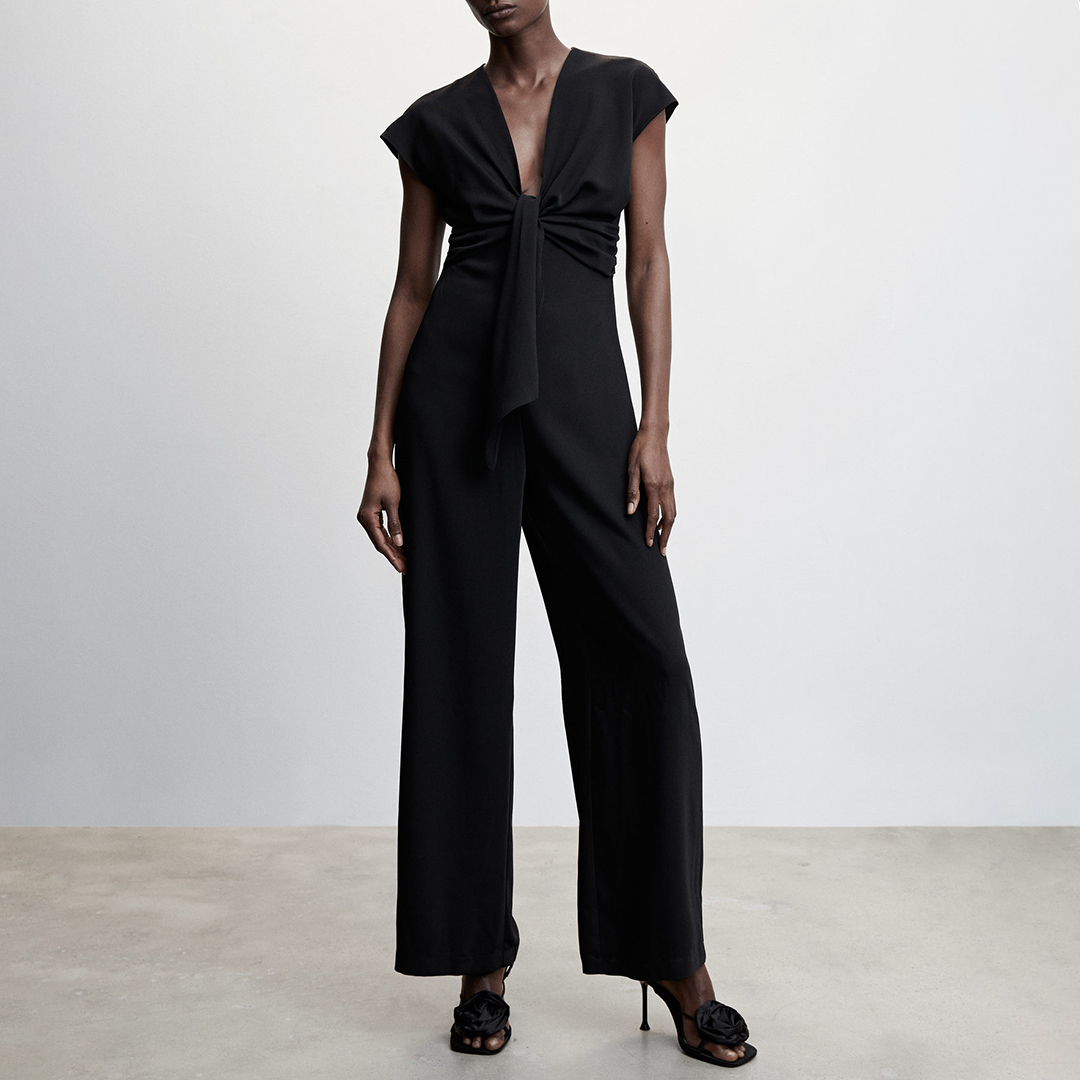 Black Short-Sleeved Jumpsuit