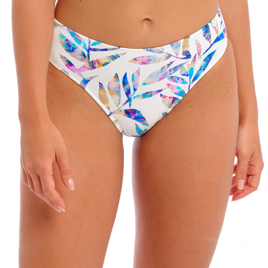 White Printed Calypso Harbour Mid Rise Bikini Brief