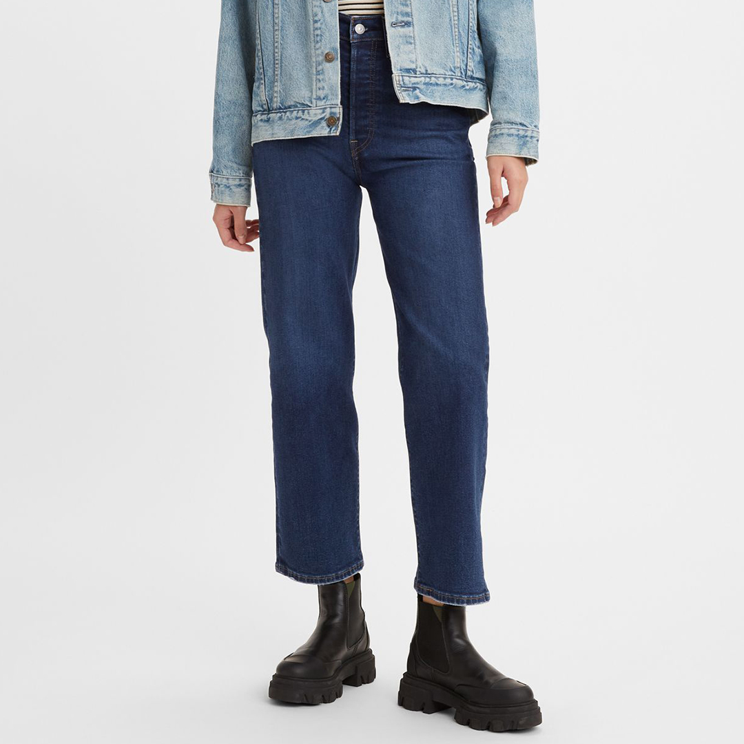 Indigo Ribcage Straight Stretch Jeans