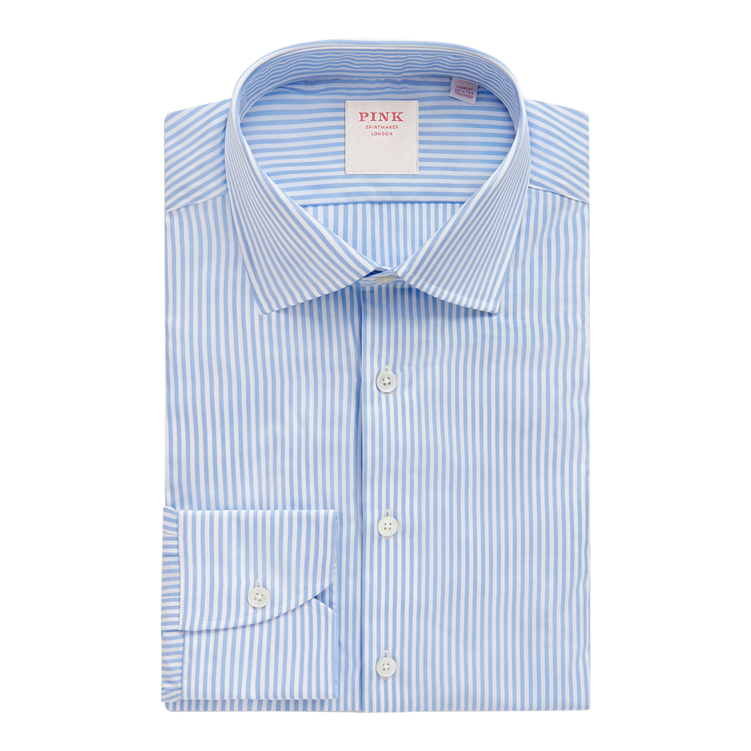Pale Blue Bengal Stripe Tailored Fit Cotton Shirt