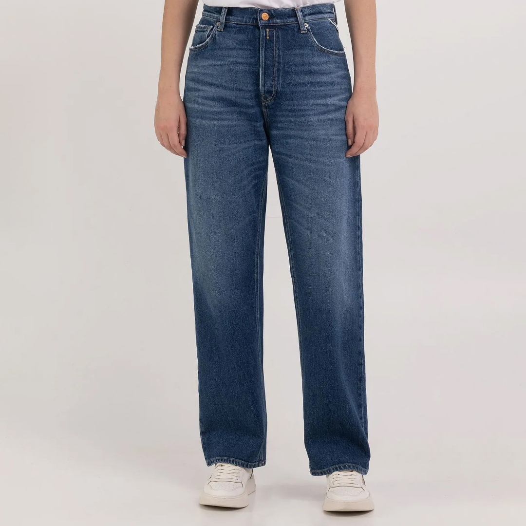 Mid Blue Jaylie Wide Stretch Jeans