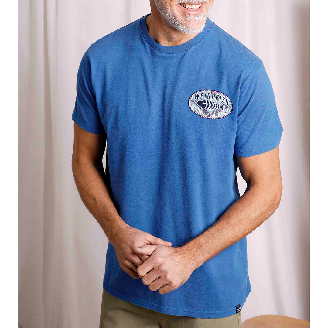 Blue Back Print Cotton T-Shirt