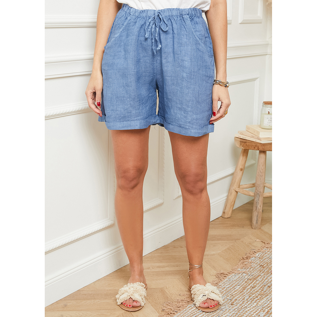 Blue Linen Trouser - LE MONDE DU LIN - Modalova