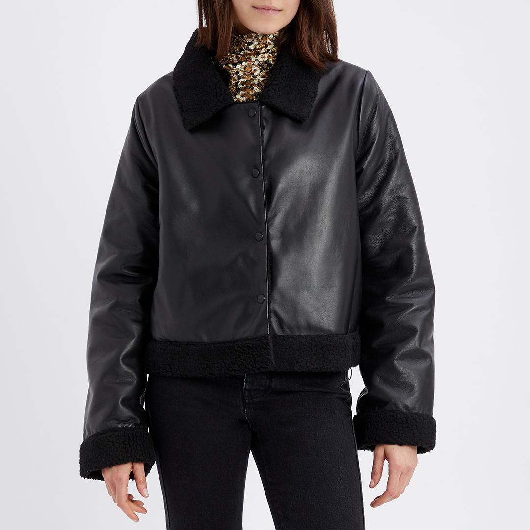 Black Shearling Biker Jacket - Bolongaro Trevor - Modalova