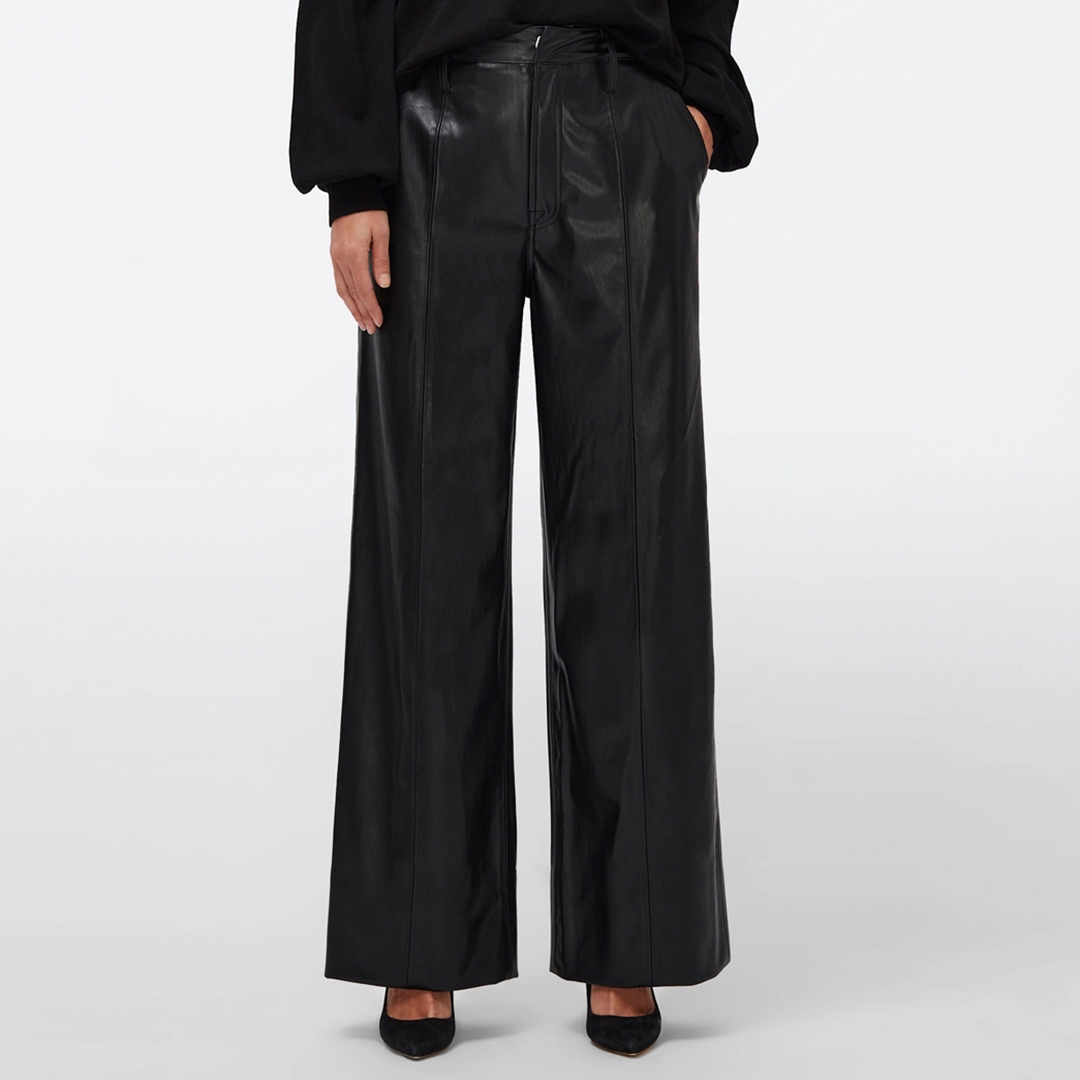Black Vegan Leather Trousers