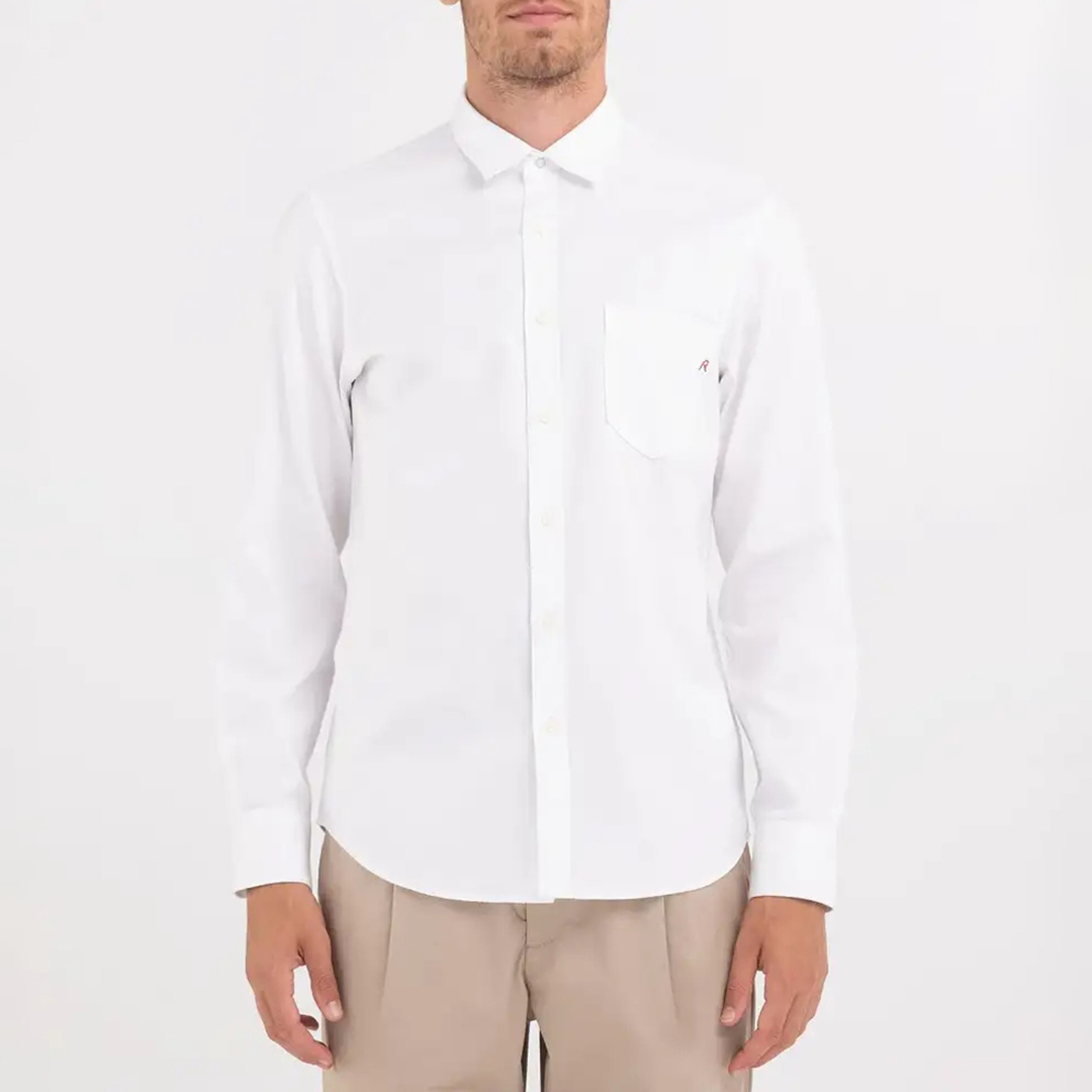 White Chest Pocket Cotton Shirt