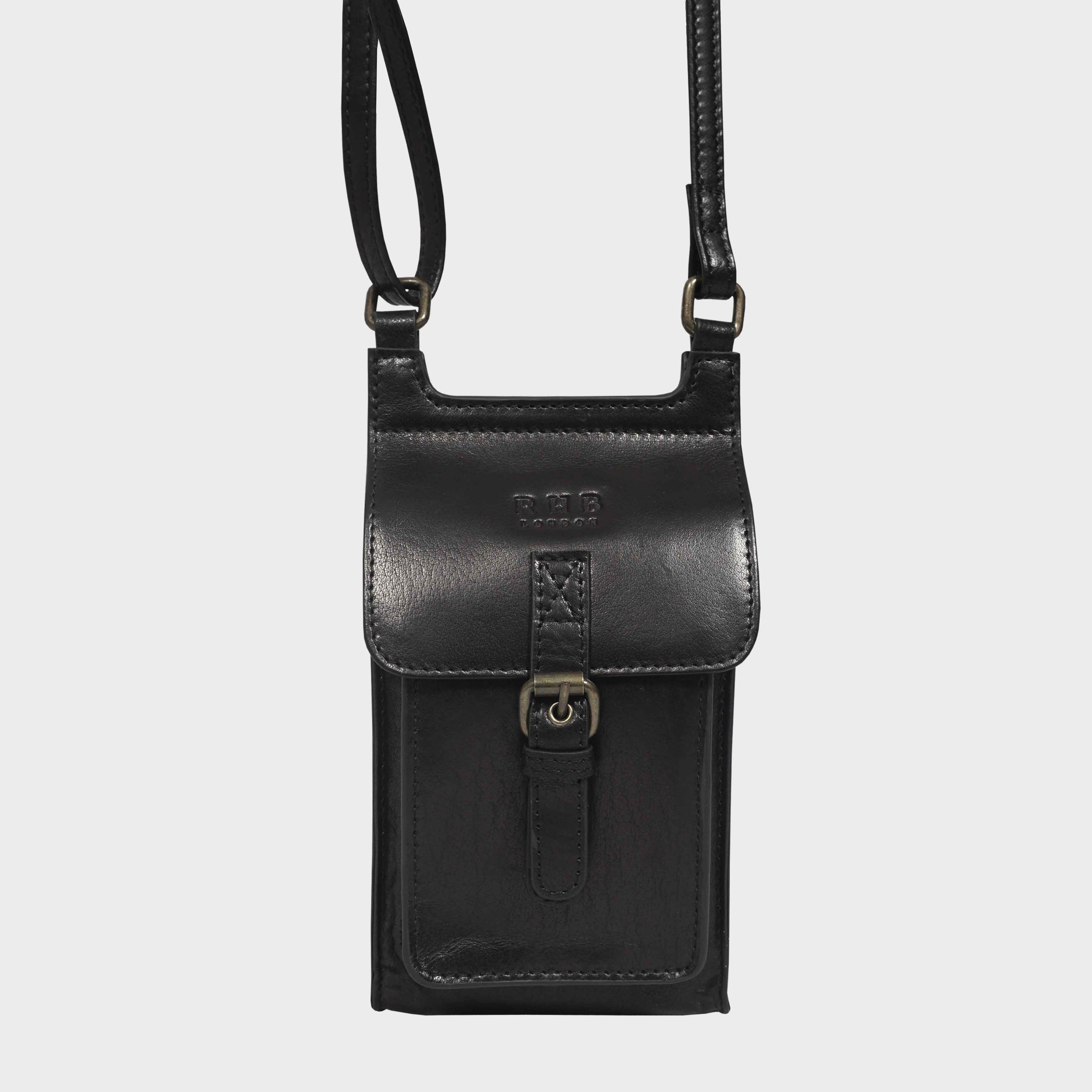 Real Hide Bags Women's   Black 'Myla' Real Leather Mobile Phone Crossbody Bag , BrandAlley
