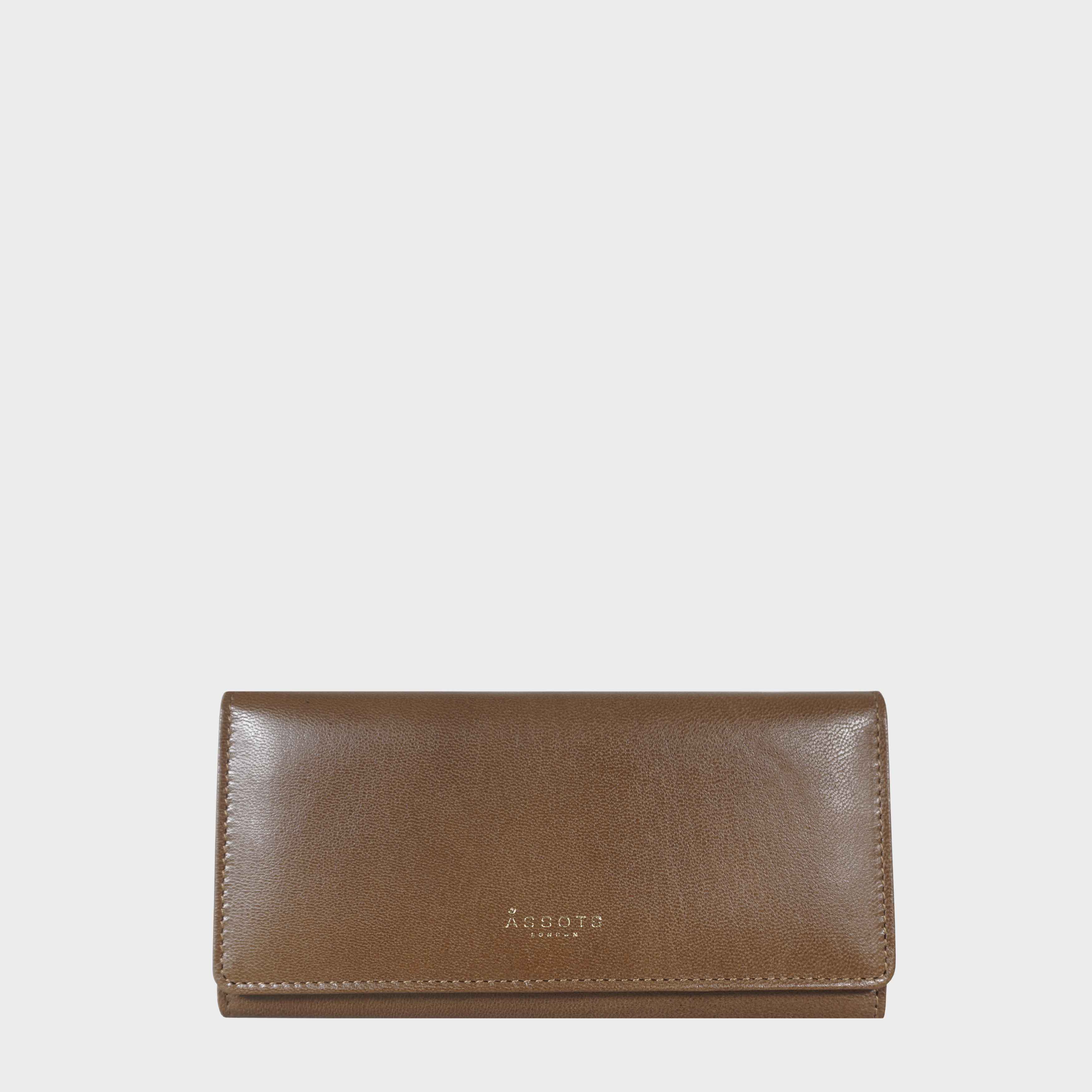 Assots London Women's   Orange 'Claire' Real Polished Vt Vintage Leather Flap Over Purse , BrandAlley