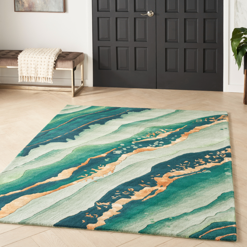 Nourison    Black Prismatic - Emerald - 175Cm X 114Cm in Size 175cm, BrandAlley