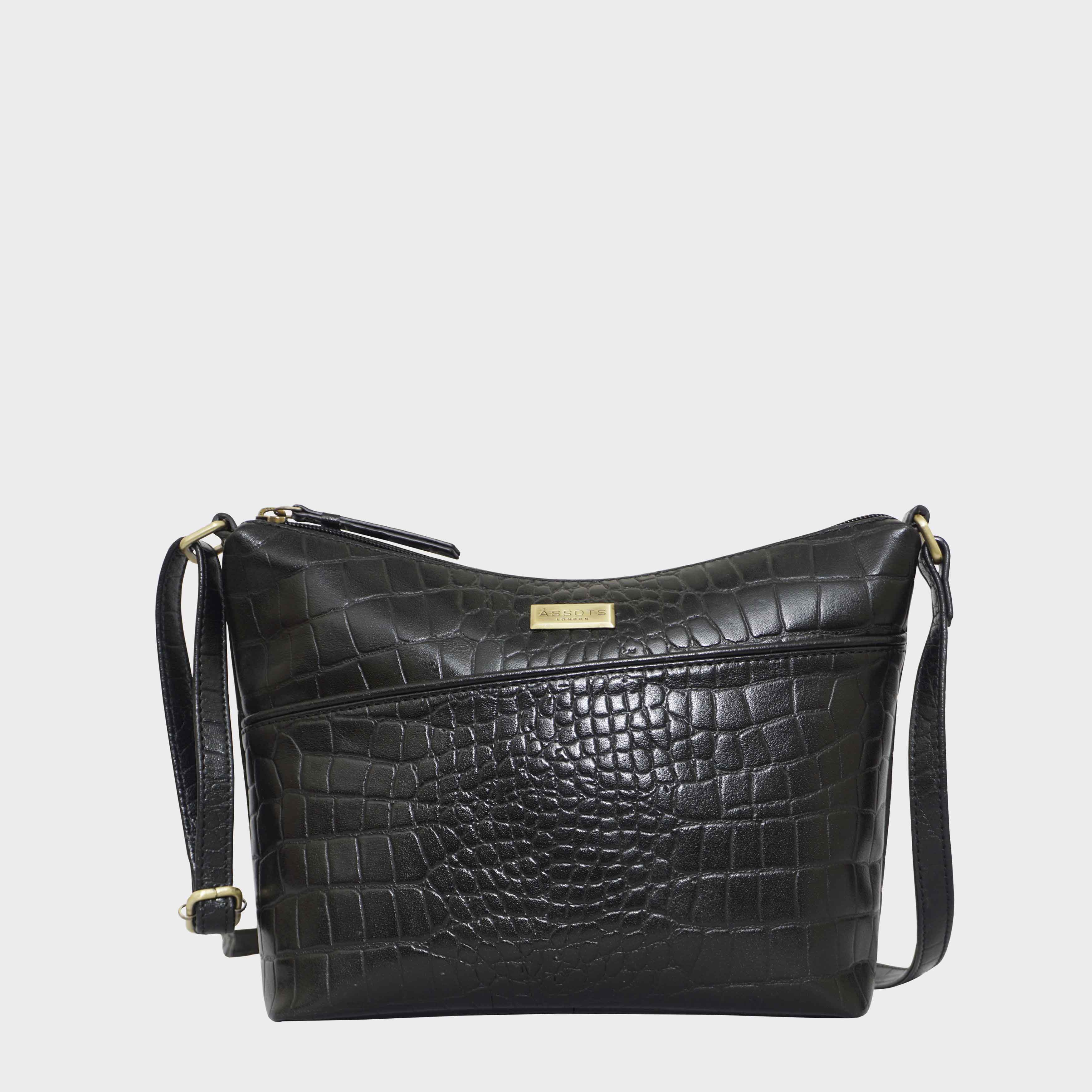 ‘CAROL’ Embossed Croc Real Leather Designer Crossbody Shoulder Bag