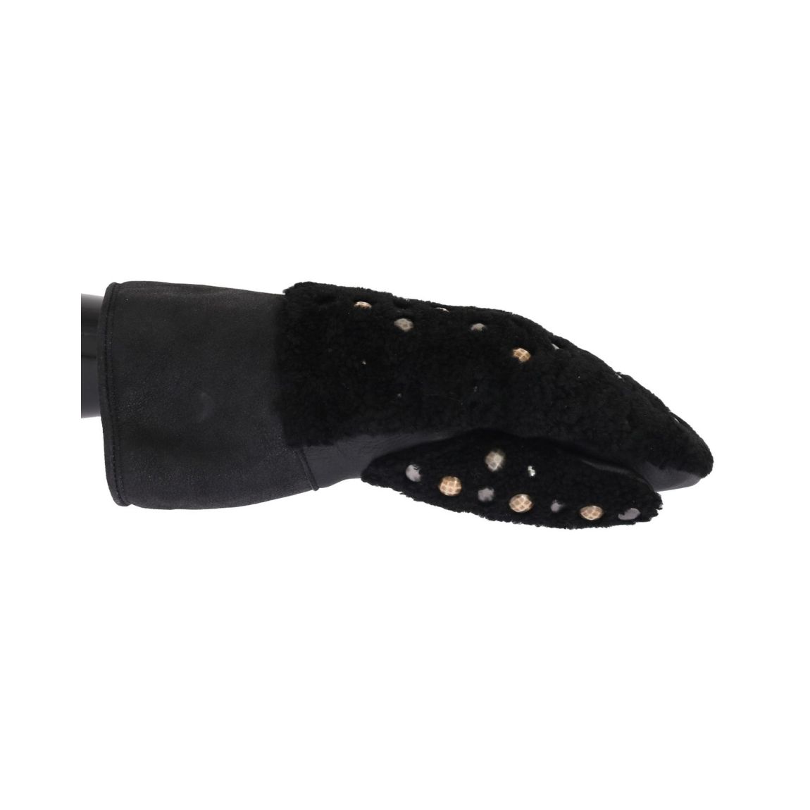 Dolce Gabbana Shearling Studded Gloves - Black main product photo