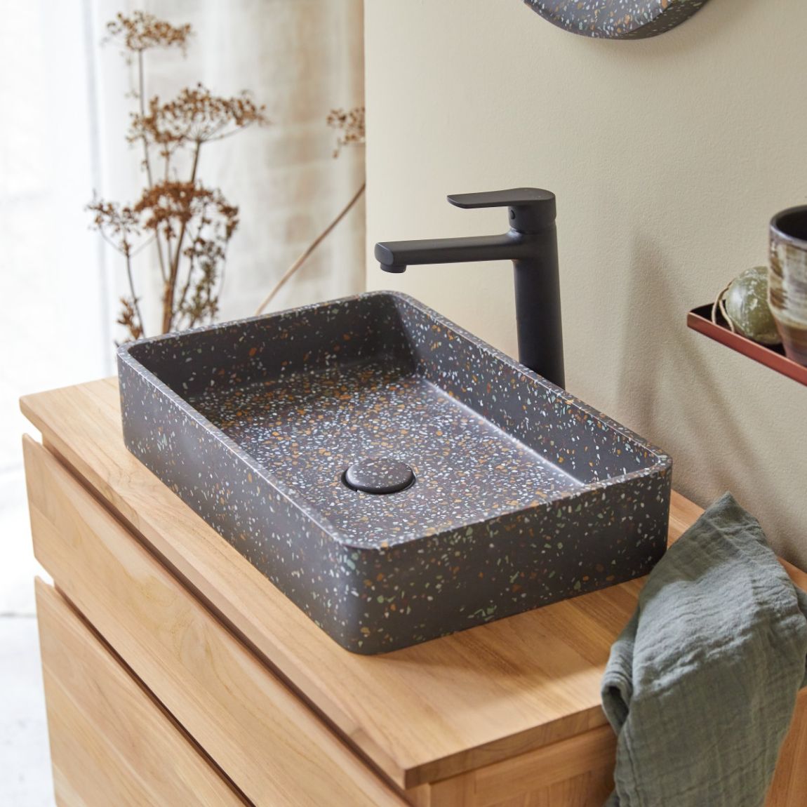 Iris - Rectangular basin in confetti terrazzo main product photo