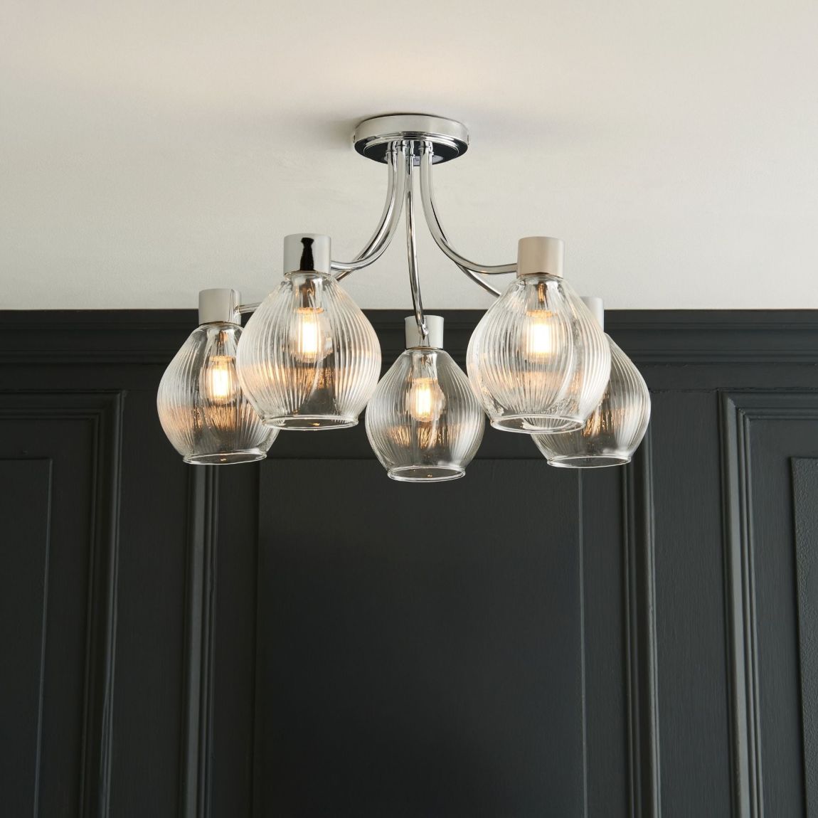 Hamilton 5 Light Polished Chrome Semi Flush Ceiling Light main product photo