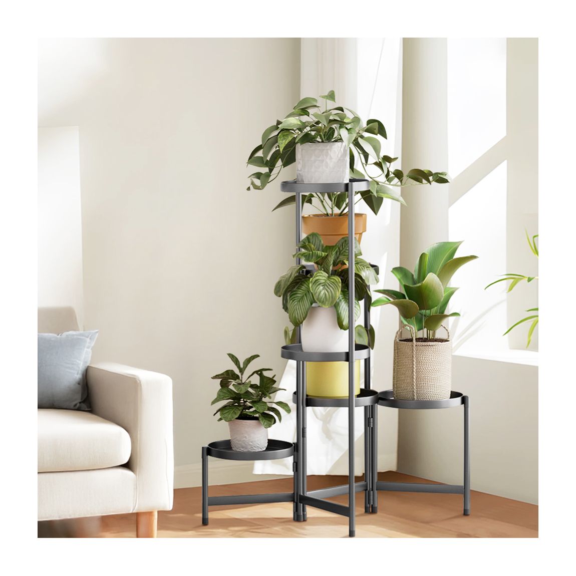 5-Tier Metal Plant Stand - Black main product photo