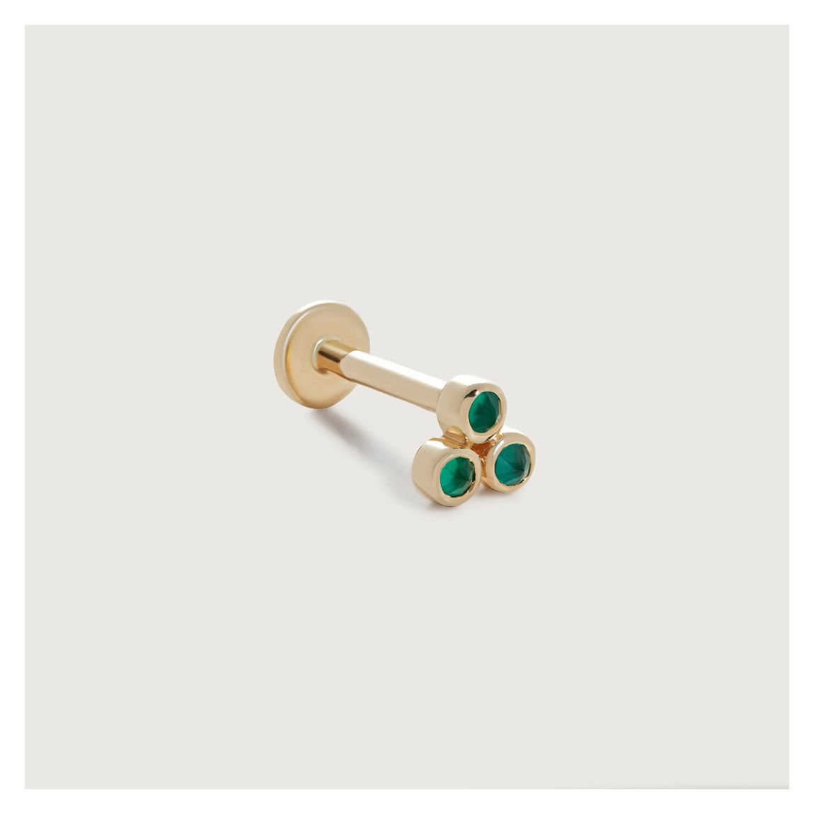 Gold Mini Gemstone Cluster Flat Back Piercing Stud - Green Onyx main product photo