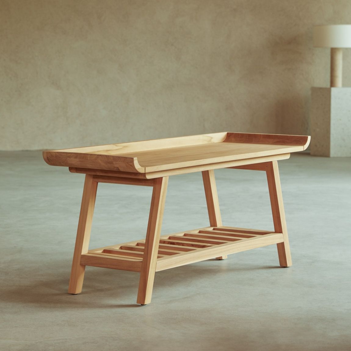 Pampa - Low console table in solid teak main product photo