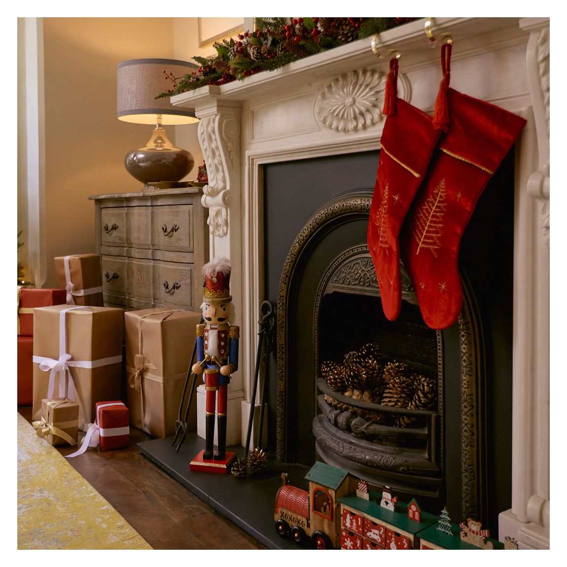Set Of 2 46cm Gold Tree Velvet Stockings main product photo