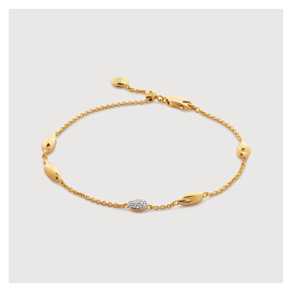 Gold Vermeil Nura Teardrop Mixed Station Diamond Bracelet - Diamond main product photo