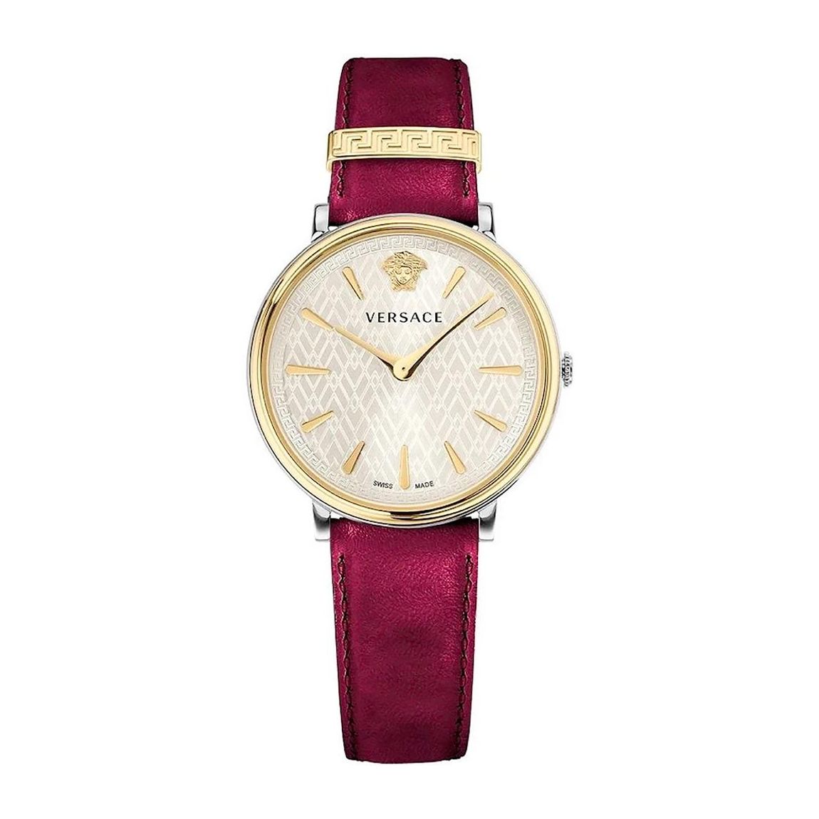 Leather Strap Quartz Analog Watch with Logo Unisex - Red Watches main product photo