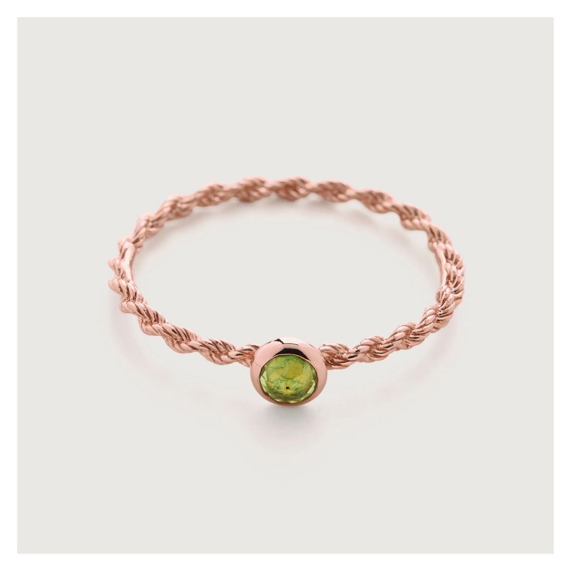 Rose Gold Vermeil Corda Slim Ring - Peridot main product photo