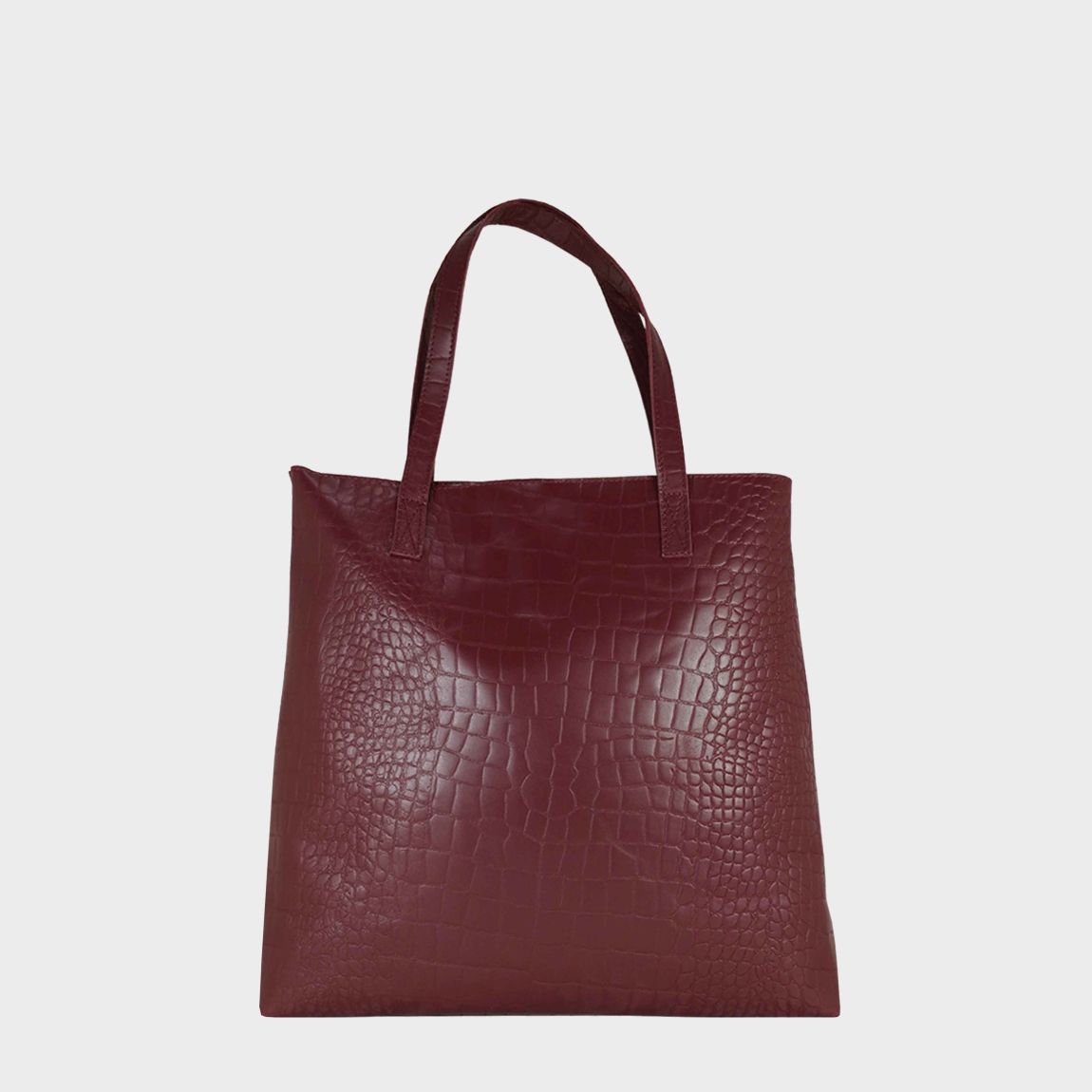FREYA' Semi Structured Unlined Embossed Croc Leather Tote Bag main product photo