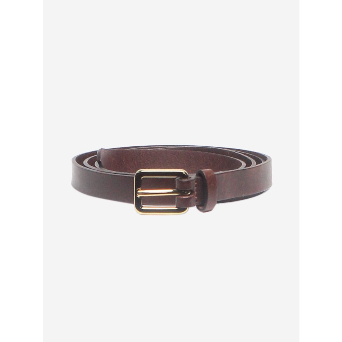 Dark brown leather skinny belt main product photo