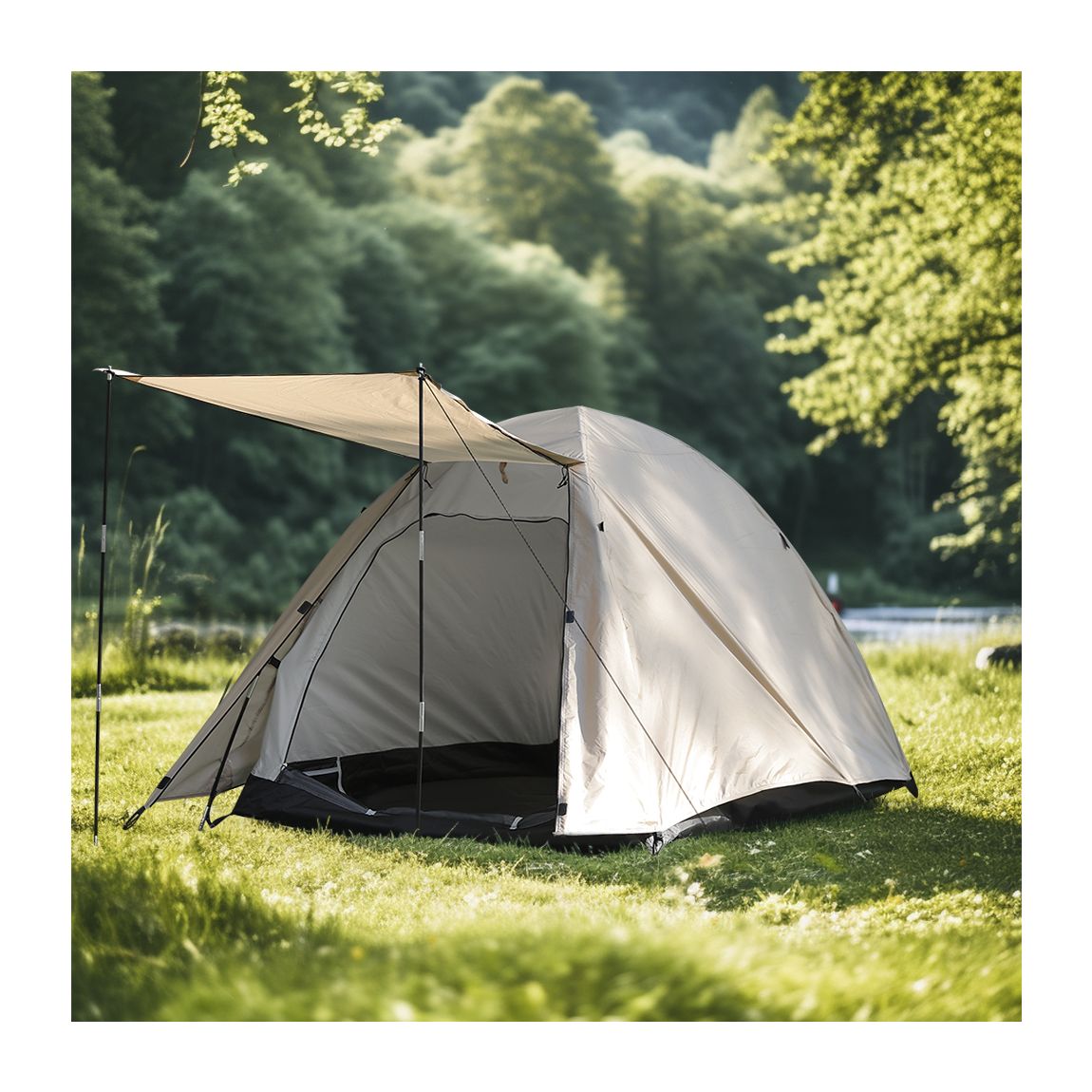 2-Person Camping Foldable Tent - Khaki main product photo