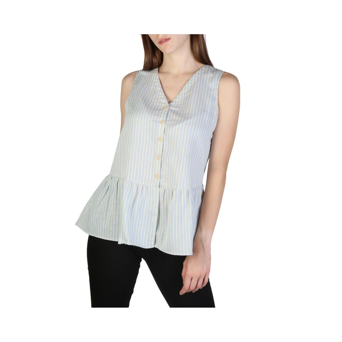 Striped Sleeveless Blouse Wo - Blue Shirts main product photo