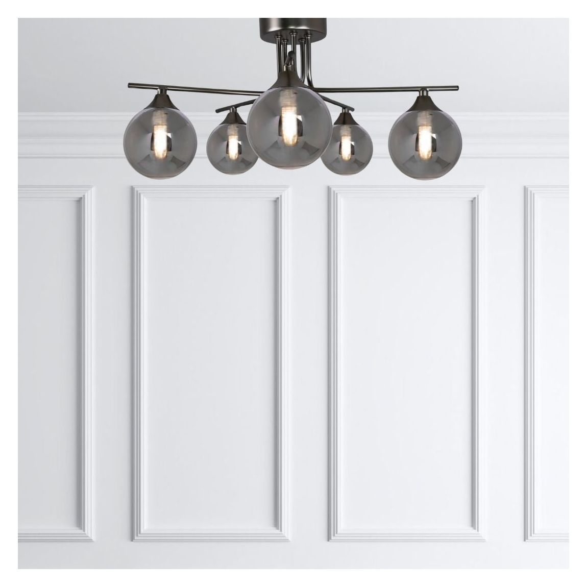 Carney Gun Metal Smoked 5 Light Semi Flush Ceiling Light main product photo