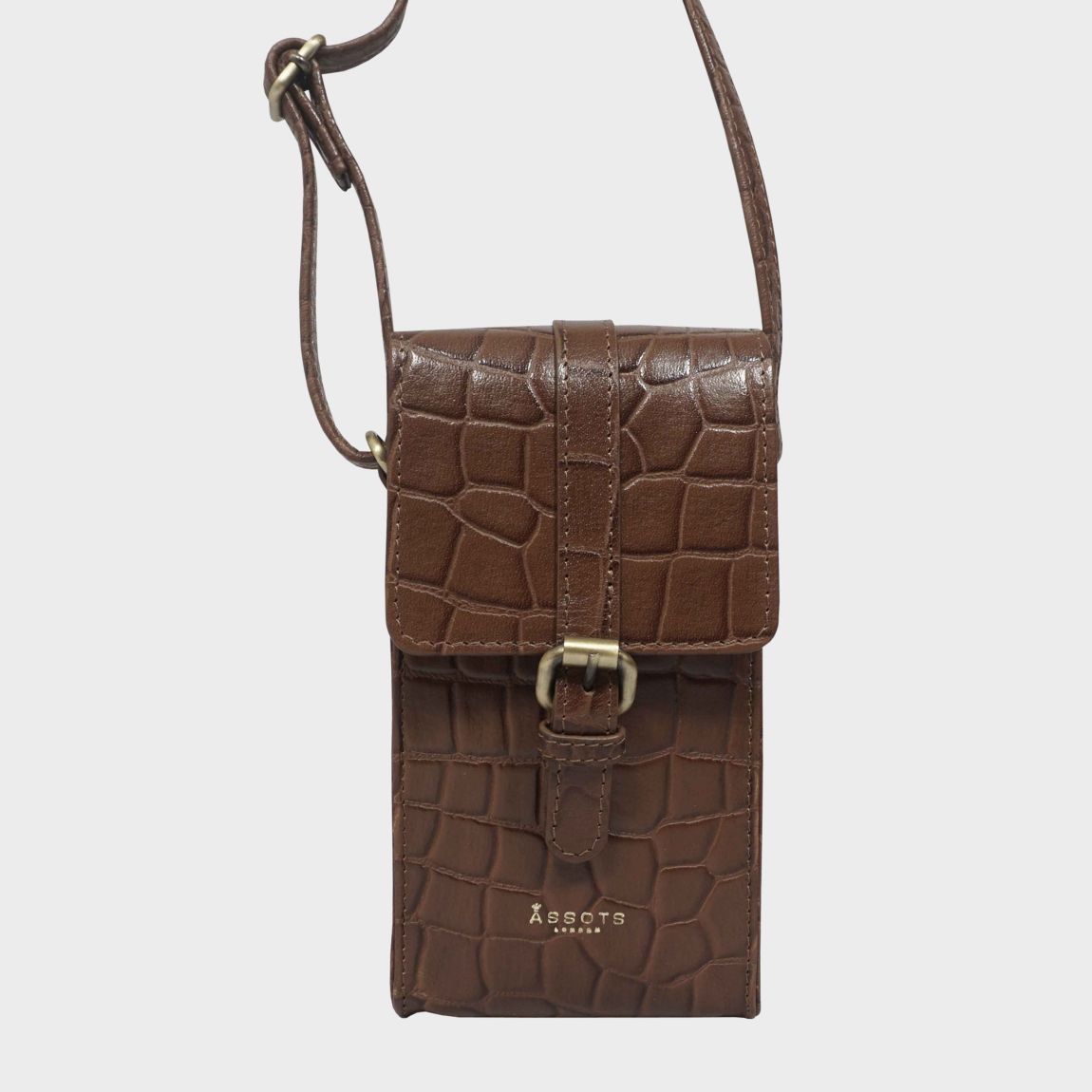 'PETRA' Croc Real Leather Mobile Phone Crossbody Bag main product photo