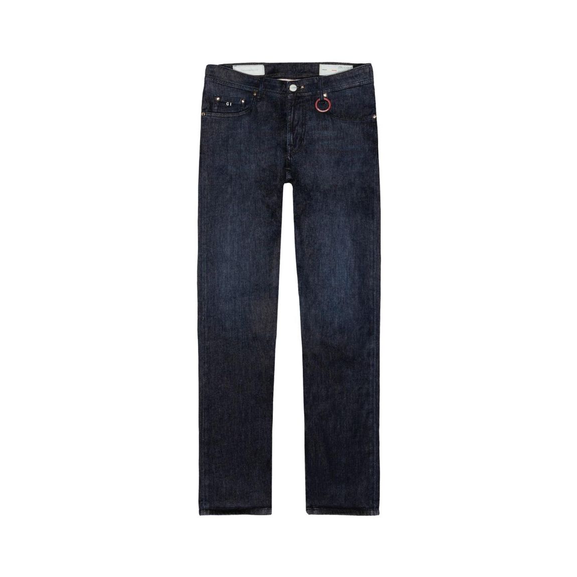 Straight Leg Jeans Red Ring Detail - Blue Pants main product photo