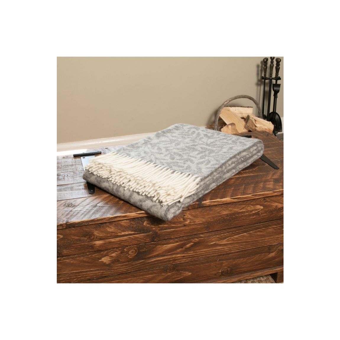 Leaf Pattern Grey Wool Blanket main product photo