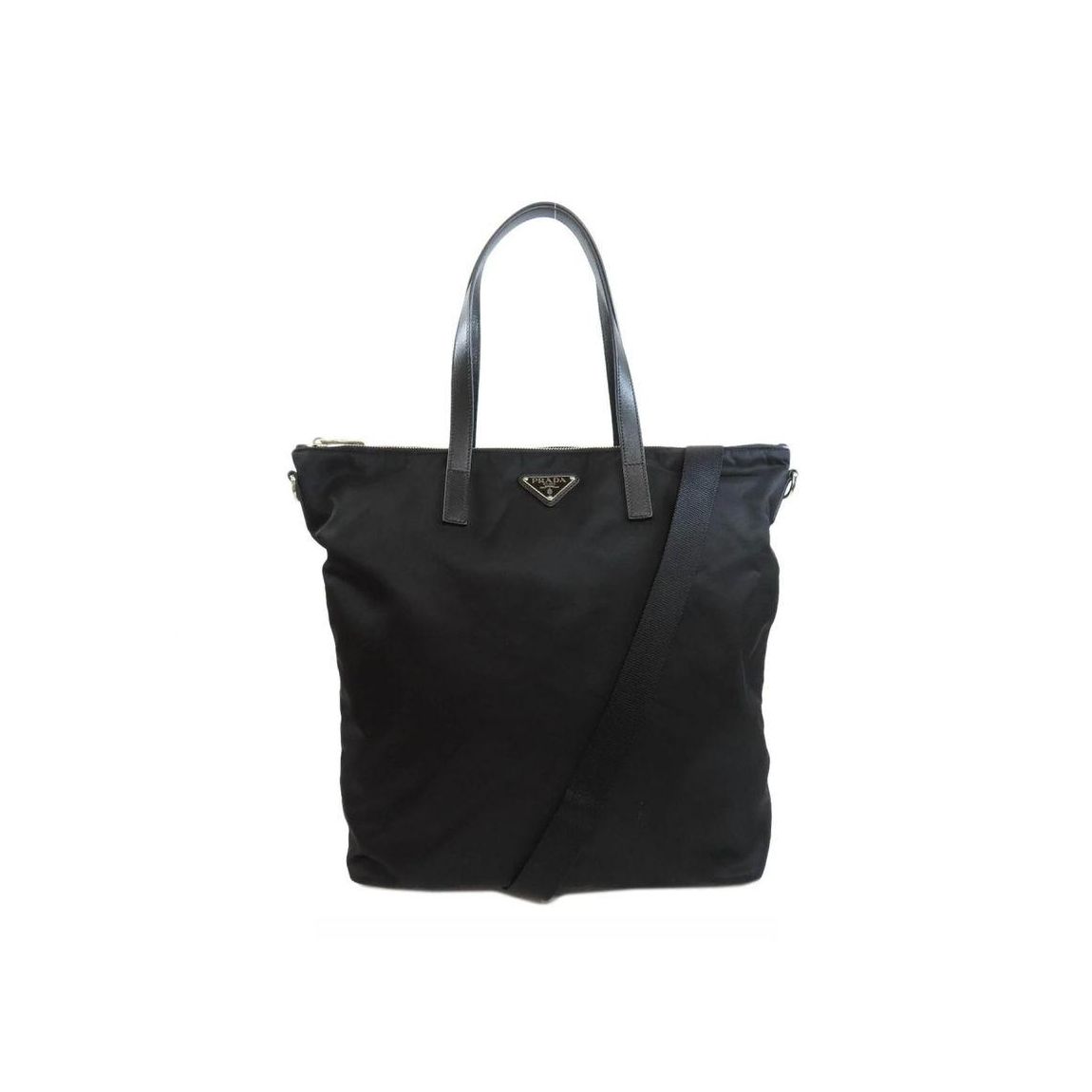 Versatile Zip Closure Tote Bag with Adjustable Strap Wo - Black main product photo