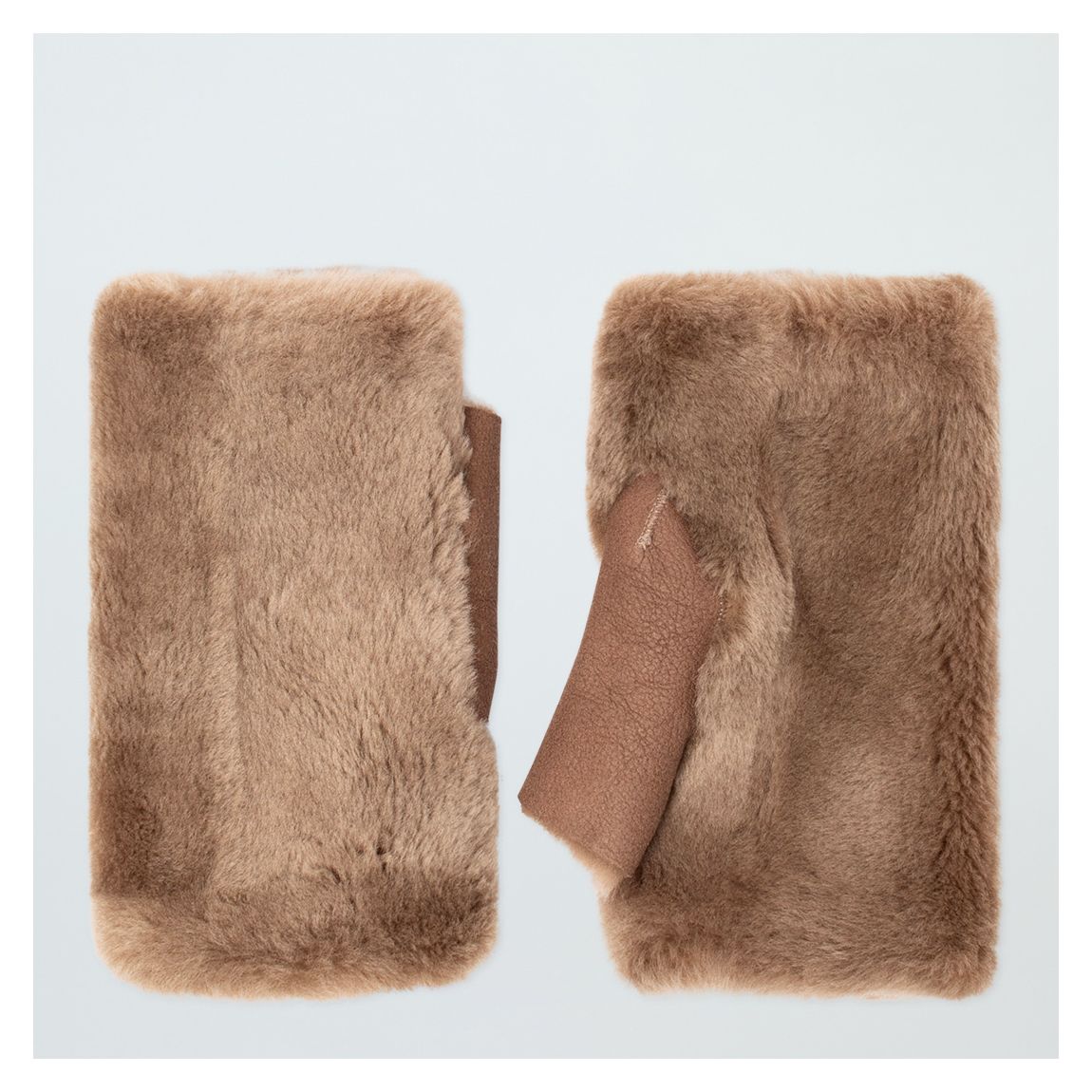 Butterscotch Shearling Fingerless Mittens main product photo