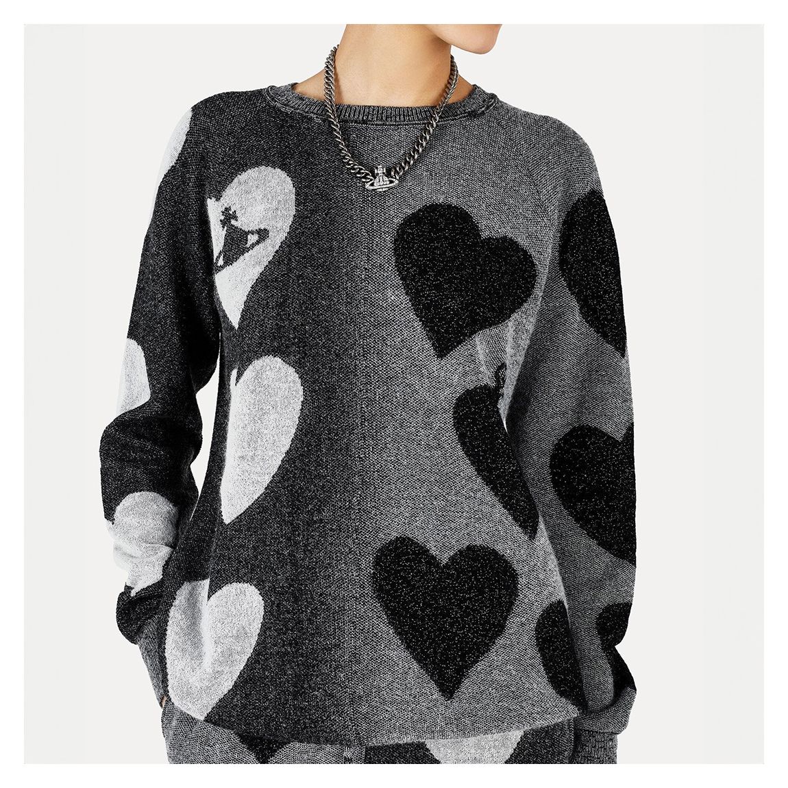 Black/White Hearts Mohair Blend Jumper main product photo