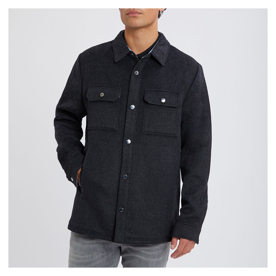 Charcoal Wool Blend Over Shirt main product photo