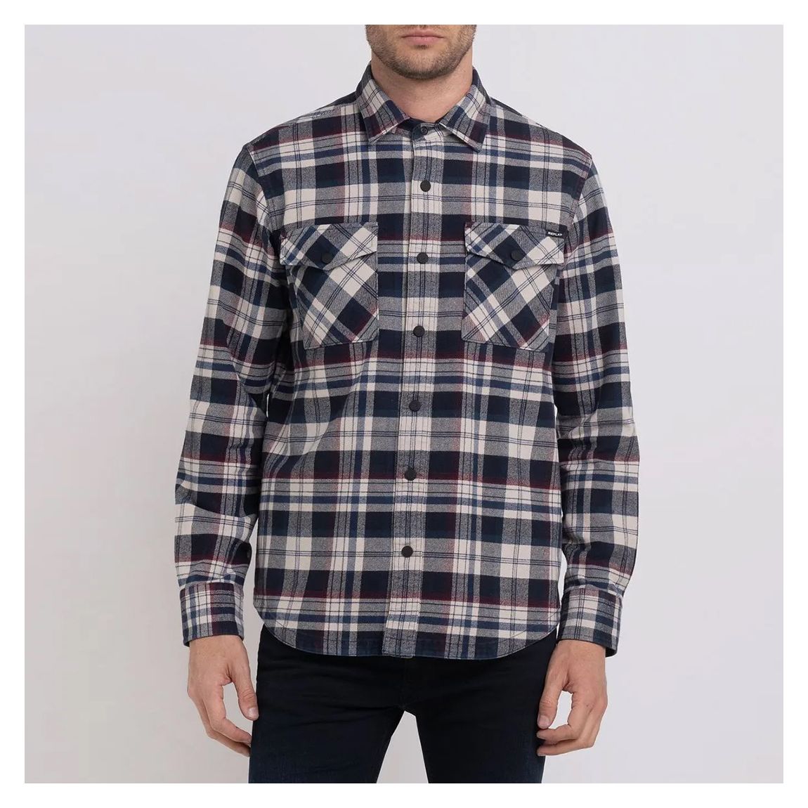 Navy Twin Pocket Check Shirt main product photo